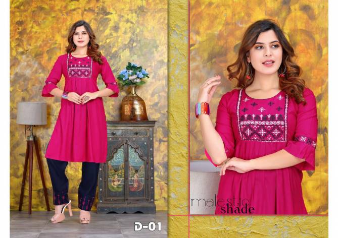 Beauty Queen Golden Dairies Ethnic Wear Rayon Kurti With Pant Collection